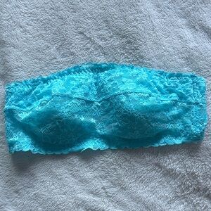 Lace Bandeau Bra in Turquoise